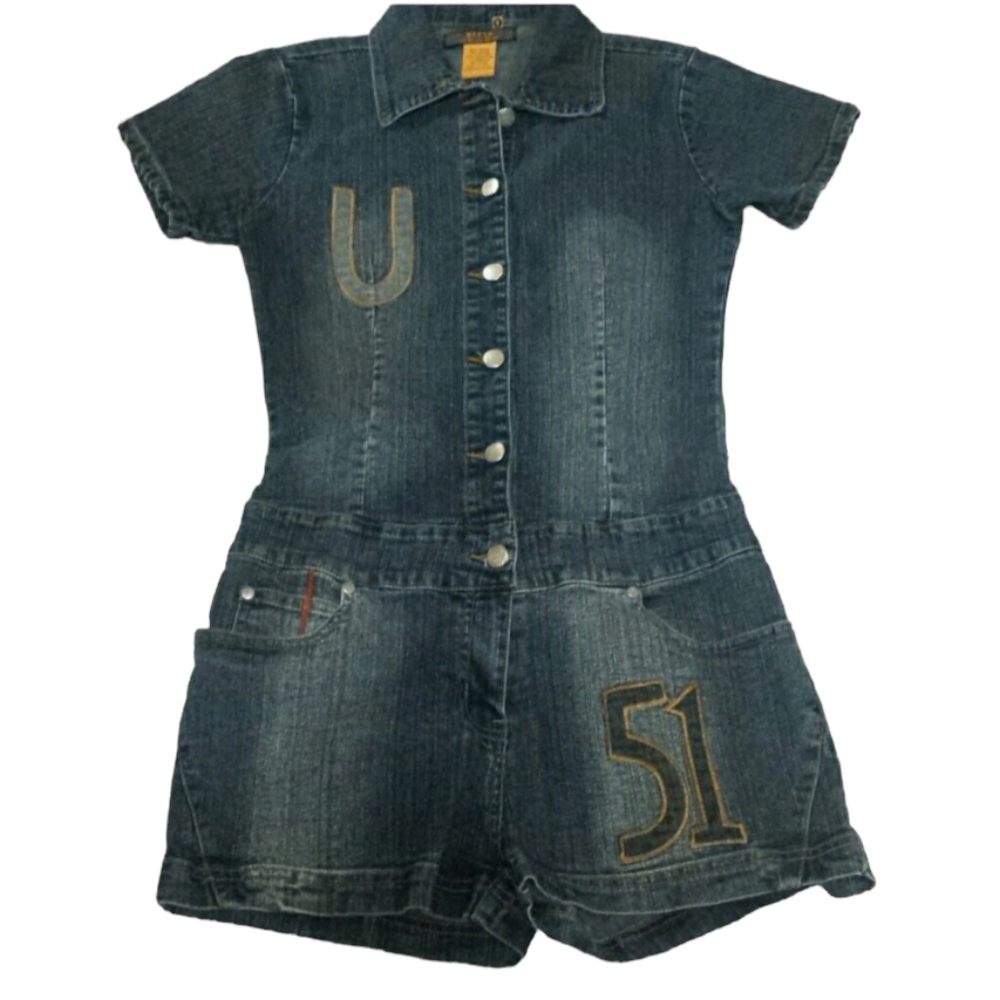 Chic Nesso Jean Shorts Romper sz 9